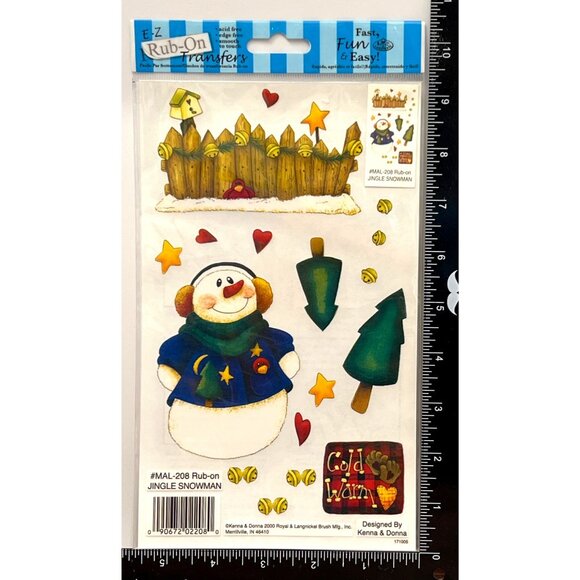 E-Z Rub-On Transfers MAL-208 Jingle Snowman Kenna & Donna Royal & Langnickel - Picture 1 of 4